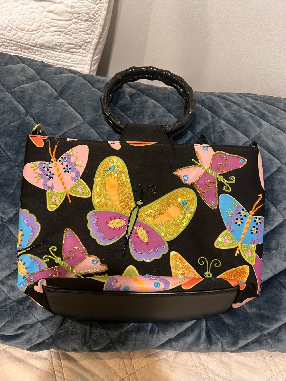 vintage Bueno butterfly beaded handbag
